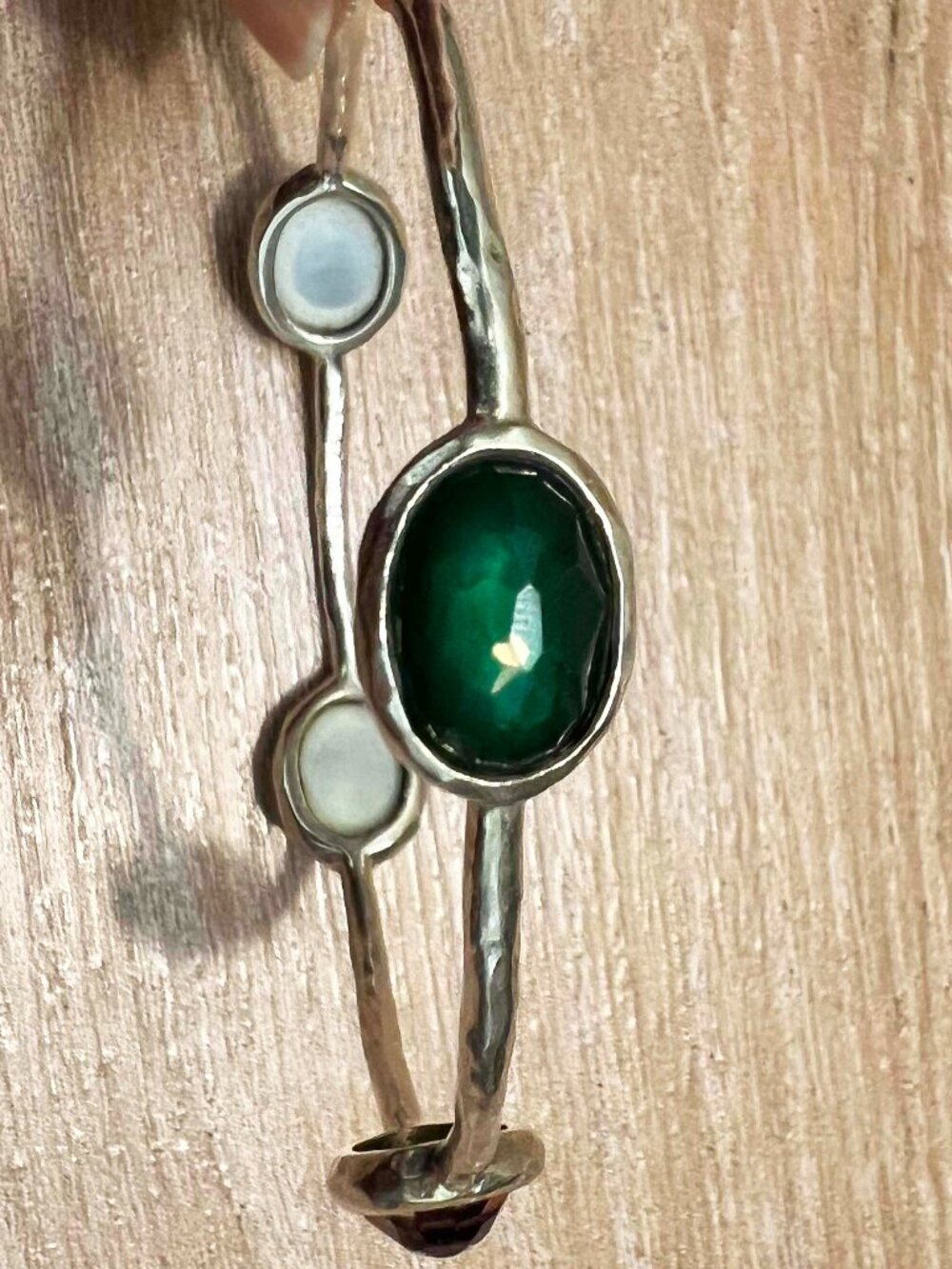 $795 Ippolita Wonderland Rock Candy Green Quartz Silver Bangle Bracelet 7.5"
